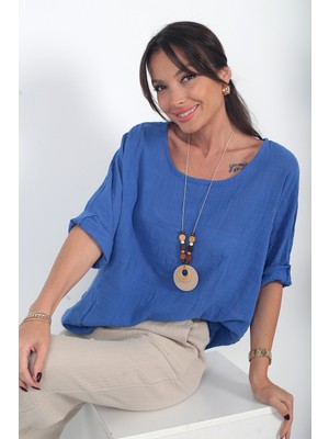 By Saygı Kadın Italyan Coton Oversize Bluz