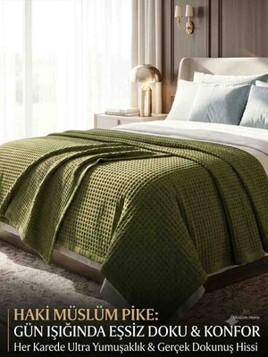 Belinis Premium %100 Pamuklu Waffle Pike - 160X235 cm Ekstra Geniş ve Uzun - Ultra Yumuşak Petek Dokulu Yatak Örtüsü