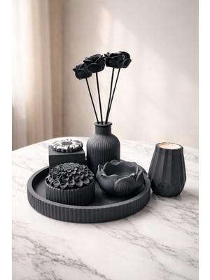 Gizem Design Products Antrasit Dekoratif Vazo Seti