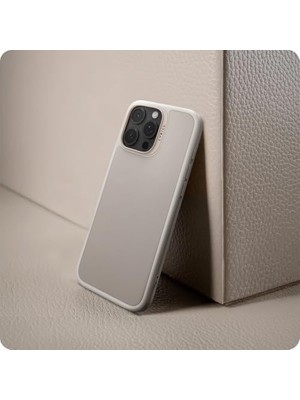 Plus Moda Ciel By 16 Pro ile Uyumlu Magsafe Kılıf Kajuk Mag Hava Kanalı Teknolojisi™ Askeri Sınıf Koruma Cream Vegan Deri Kapak - ACS08405
