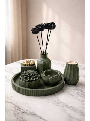 Gizem Design Products Askeri Yeşil Dekoratif Vazo Seti