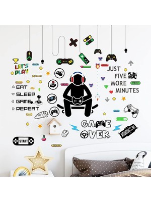 Plus Moda Oyuncular Için Duvar Çıkartmaları, 6 Adet Çıkarılabilir Oyun Odası Dekor Çıkartması, Oyuncu Duvar Stickerı, Çocuk Oyun Odası Dekoru Için Duvar Sanatı Dıy
