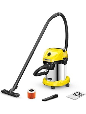 Plus Moda Wd 3-18 Akülü Islak/kuru Elektrikli Süpürge, Filtre, Derz ve Islak/kuru Başlığı Dahil, 225 Watt, Plastik Hazne: 17 L, Hortumu: 2 M, Pilsiz, Şarj Cihazı Yok, Sarı