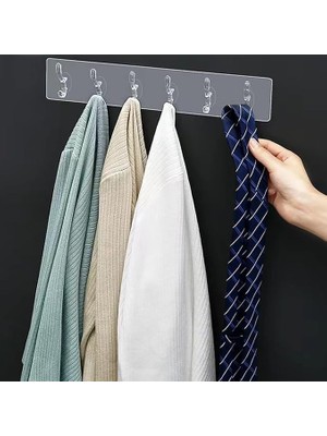 Plus Moda 3 Adet Şeffaf Duvar Askısı 5'li Iz Bırakmayan Güçlü Yapışkanlı Askı Kapı Arkası Banyo Mutfak Düzenleyici Kanca Askılık