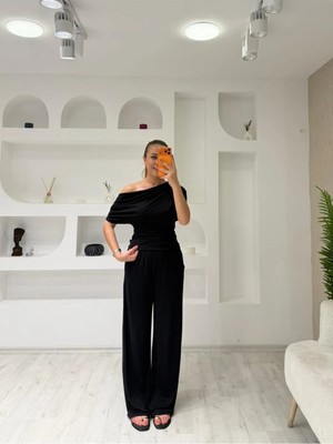 Trending Size Cupralı Düşük Omuz Yarasa Kol Kadın Takım