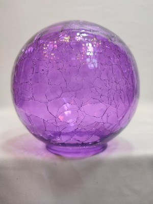 UltraMint Mor Cam Avize, Çatlatmalı Desenli, 15CM Çap, 7cm Duy Yuvası