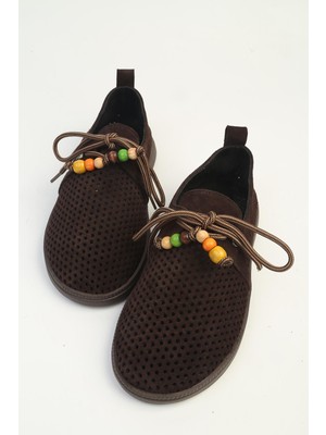 Benetton Kadın Kahve Süet Boncuk Detaylı Loafer Ayakkabı