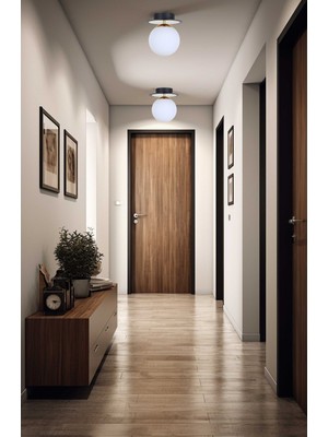 UltraMint Şık Siyah ve Beyaz Camlı Modern Plafonyer Avize