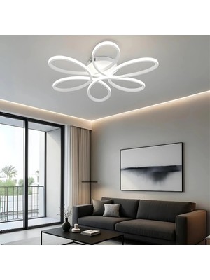 UltraMint Modern Beyaz Ledli Papatya Tasarımlı 60CM Plafonyer Avize