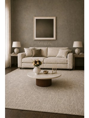 Miarik Design Dekoratif  Ahşap Ayakli Traverten Orta Sehpa