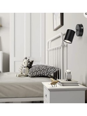 UltraMint Modern Siyah Metal LED Spot Aplik, Hareket Sensörlü Duvar Dekoru