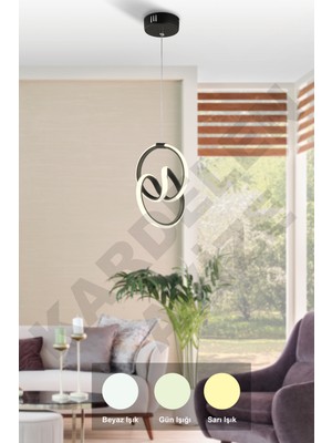 UltraMint Modern 3 Renk Işıklı Siyah Ledli Avize, Şık ve Şık Dekorasyon Için