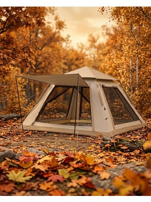 AyrStore Otomatik Kamp Çadırı 240X240X160 cm 6 Kişilik Geniş Hacimli Güneşlikli