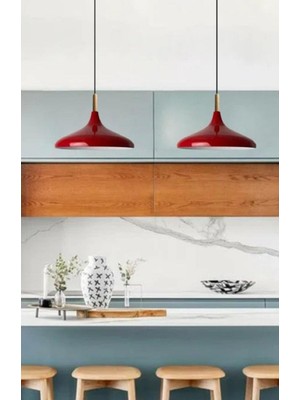 UltraMint Modern Kırmızı Metal Sarkıt Avize, 35CM, Salon ve Mutfak Için Şık Tasarım