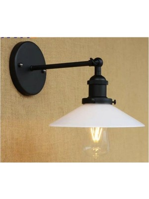 UltraMint Retro Siyah Mafsalı Beyaz Başlıklı Metal Aplik 23CM, Şık ve Dayanıklı Tasarım