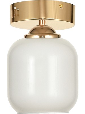 UltraMint Modern Beyaz Camlı Gold Kaplama Plafonyer, Salon ve Oturma Odası Için