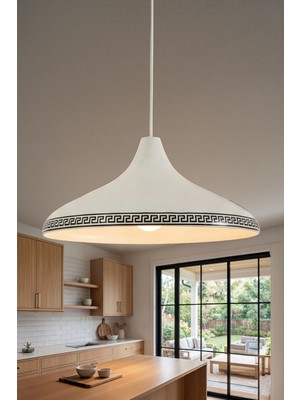 UltraMint Modern Krem Metal Sarkıt Avize, 35 Cm, Salon, Mutfak ve Cafe Dekoru