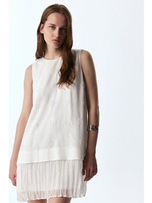 Twist Işlemeli Kumaş Mıx Elbise TS1260002629002