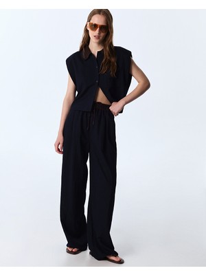 Twist Kontrast Bel Wıde Leg Pantolon TS1260003384015