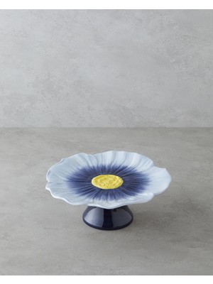 English Home Flowerella Mavi Dolomite Kek Standı 26 cm Renkli ve Şık Parti Malzemesi