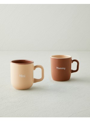 English Home Mini&mummy Seramik Ikili Kupa 150-230 ml Krem-Kahverengi