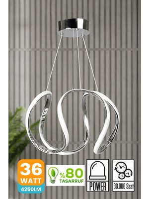 UltraMint Modern Krom Gri Beyaz Işık Sarkıt LED Avize, Şık ve Şık Tasarım