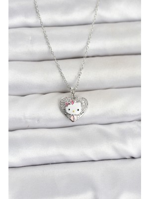 Kyops 316L Çelik Zincir Gümüş Renk Kitty Model Kolye - Lisinya