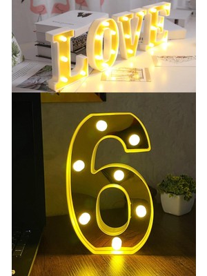 Patladı Gitti Dekoratif LED Işıklı 3D 6 Rakamı Büyük Boy Organizasyon Doğum Günü Kutlama