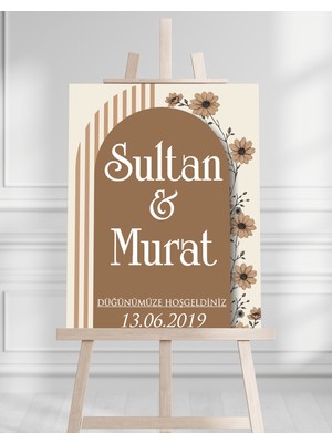 Artrise Dekorasyon Söz Nişan Düğün Için 50X70 Karşılama Panosu - Sonbahar Çiçek Temalı
