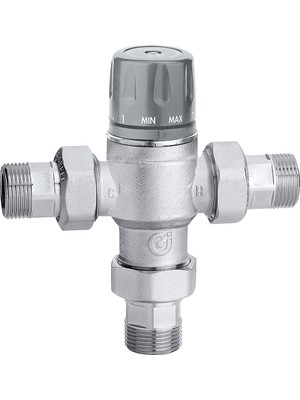 Caleffi 521815 Ayarlanabilir Başlıklı Termostatik Karışım Vanası, Çekvalfli ve Filtreli. Dağıtım Noktasında Sıcaklık Kontrolü Için.