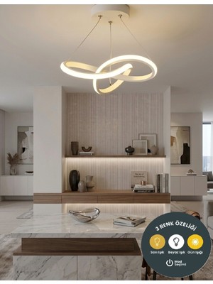 UltraMint Modern 3 Renkli Kar Çiçeği Sarkıt Avize, Salon, Mutfak, Çocuk Odası, Antre