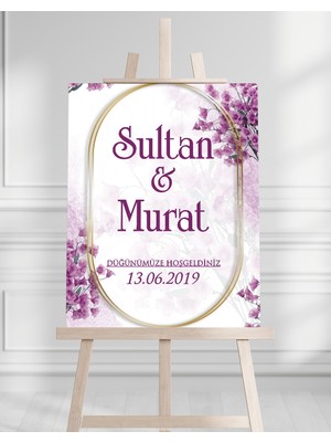 Artrise Dekorasyon Söz Nişan Düğün Için 50X70 Karşılama Panosu - Renkli Çiçek Tasarımlı 10