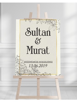Artrise Dekorasyon Söz Nişan Düğün Için 50X70 Karşılama Panosu - Pastel Çiçek Temalı