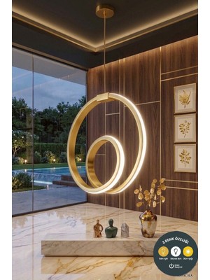 UltraMint Eritme Eskitme Çember Modern LED Avize, Salon ve Antre Için, 3 Renk