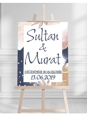 Artrise Dekorasyon Söz Nişan Düğün Için 50X70 Karşılama Panosu - Pastel Tasarımlı
