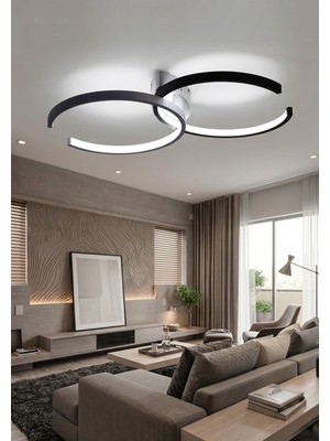 UltraMint Modern Siyah LED Plafonyer, 3 Renk Seçeneği, Salon, Mutfak, Antre ve Çocuk Odası