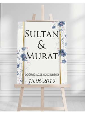 Artrise Dekorasyon Söz Nişan Düğün Için 50X70 Karşılama Panosu - Renkli Çiçek Tasarımlı 3
