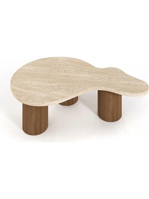 Miarik Design Abellone-Mermer Plaka Ahşap Silindir Ayak
