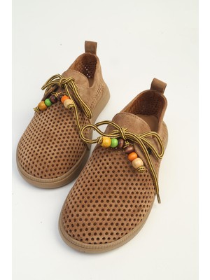 Benetton Kadın Vizon Süet Boncuk Detaylı Loafer Ayakkabı