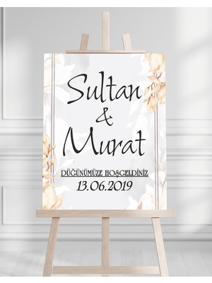 Artrise Dekorasyon Söz Nişan Düğün Için 50X70 Karşılama Panosu - Altın Desenli