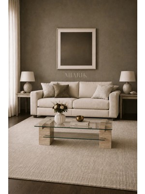 Miarik Design Richard-Traverten Dolu Kütük Metal Parçalı Orta Sehpa