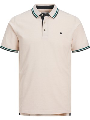 Jack & Jones Erkek Polo Yaka Tisört - Paulos Slim Fit Bej Renk Günlük Stil