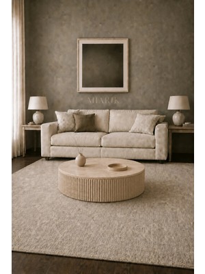 Miarik Design Traverten Genis Papatya Yuvarlak Sehpa