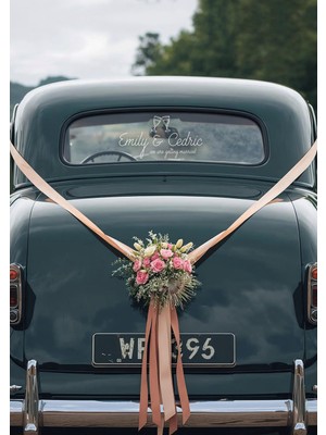 Lora Wedding Gelin Arabası Cam Yazısı İsme Özel 38cm Beyaz | “Biz Evleniyoruz” ve İsimleriniz Yazılı Düğün, Nikah, Nişan İçin Araba Cam Yazısı Sticker, Folyo, Vinil