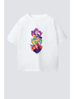 Monila Kız Çocuk Pamuklu Bisiklet Yaka Huntrix Baskılı T-Shirt