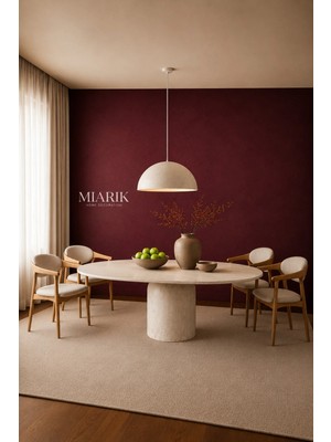 Miarik Design Tek Mermi Ayak Traverten Mermer Yemek Masası