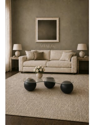 Miarik Design Ahşap Top Ayaklı Camlı Orta Sehpa
