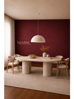 Miarik Design Tulip- Traverten Mermer Yemek Masası
