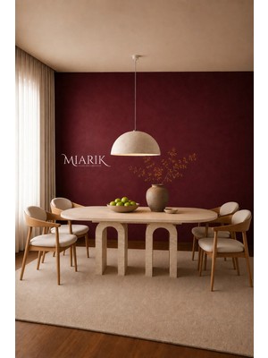 Miarik Design U Ayak Traverten Mermer Yemek Masası