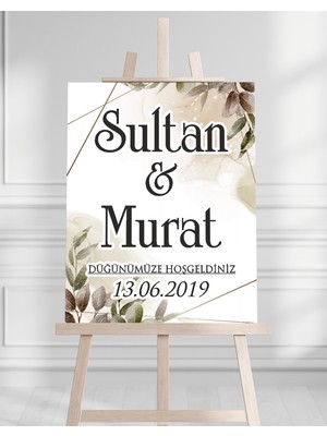 Artrise Dekorasyon Söz Nişan Düğün Için 50X70 Karşılama Panosu - Sonbahar Desenli